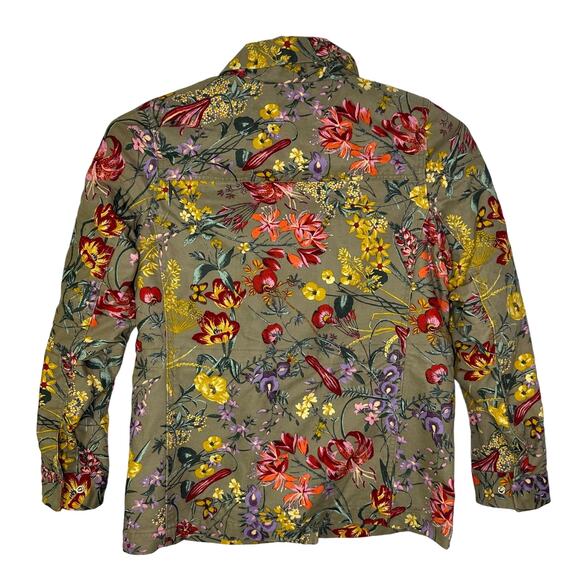 H&M Women's 4 Jacket Floral‎ Cargo Utility Cotton Canvas Full Zip EUC - Picture 2 of 5